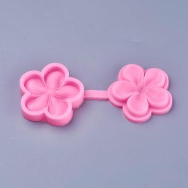 Imagem de 1 molde de silicone DIY, design de flor de ameixa rosa profundo, moldes de fundição de resina para fazer velas, chocolate, doces, fondant ou decoração de bolo faça você mesmo e decoração de escultura