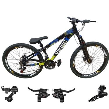 Imagem de Bicicleta 26 VikingX T25 21v Cambios Traseiro e Dianteiro e Trocador Shimano Pneu Aro 26 Balão Preto-Unissex
