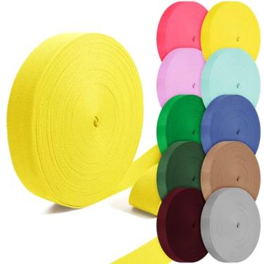 Imagem de Grosun Correias de algodão 2,5 cm, 3,8 cm, 5,08 cm, 5,08 cm, tiras de lona para bolsas, 10 65 cm, 3,3 m, algodão e poliéster (amarelo, 2,5 cm x 3,3 jardas)