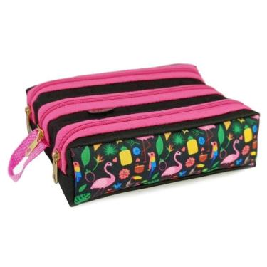 Imagem de Estojo Escolar Infantil 3 Divisórias Colorido Organizador Bolsinha de Lápis Menina Menino-Masculino