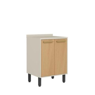 Imagem de Balcão 60cm com Tampo 2 Portas Bossa Nova Bertolini, Dourado/Areia