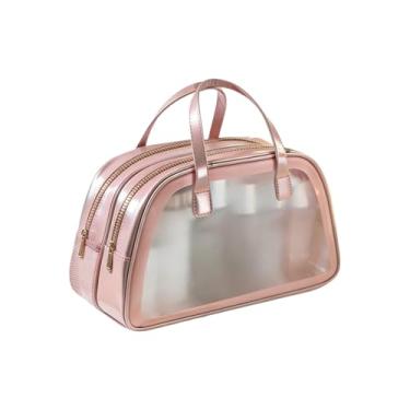 Imagem de Nécessaire Organizadora de Cosméticos em PU – Grande Capacidade, Impermeável, com Compartimentos Independentes para Viagem(ROSA)