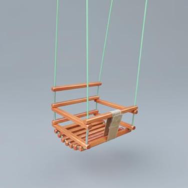 Imagem de Balanço Infantil de Madeira com Cinto frontal Para Crianças até 10 anos