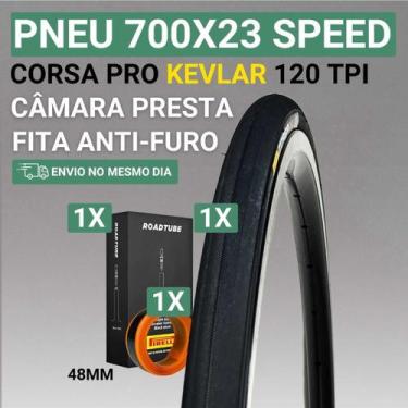 Imagem de Pneu Aro 700x23 Speed Corsa Pro Kevlar Pirelli 120 Tpi, 1 Pneu +1 Câma