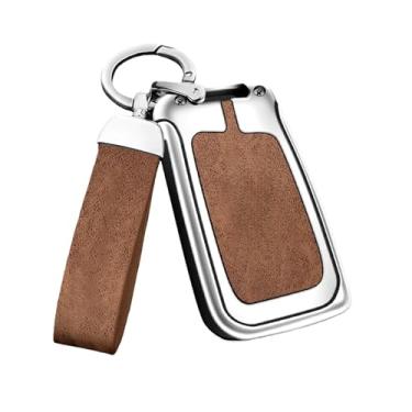 Imagem de Capa De Chave De Carro Em Liga De Zinco, Compatível Com Seat Ateca Leon Fr 2 Ibiza, Capa De Couro Genuíno De Alta Qualidade, Fivela, Acessórios Automotivos(B silver brown)