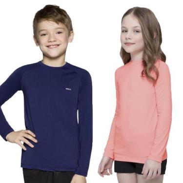 Imagem de Kit 2 Camisas Térmicas Selene Proteção UV50+ Juvenil, Marinho, Rosa, 1