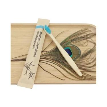 Imagem de Escovas De Dente De Bambu Macias Para Adultos 100 Peças Ecológicas Reu
