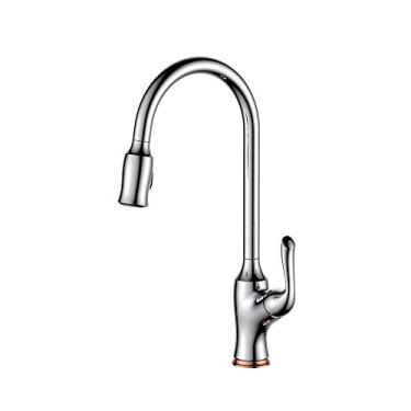 Imagem de Bar Torneira misturadora de banheiro puxar cabeça de pulverização torneira de cozinha torneira giratória torneira de pia torneira de mistura torneira de cozinha (cor: tamanho prata