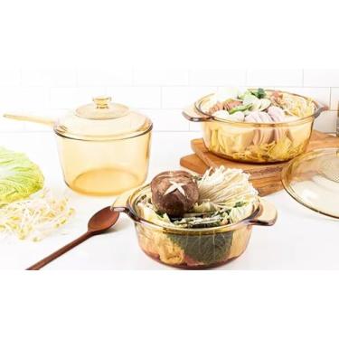 Imagem de Conjunto de panelas de cerâmica de vidro 1L + 1,5L – Panelas de vidro transparente resistente ao calor com tampa, alça de fácil aderência e compatibilidade com várias placas de fogão (2 peças)