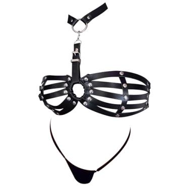 Imagem de Peitoral ajustável para o corpo – couro sintético e liga | Peitoral sexy para pernas, cintura, sutiã e corrente corporal para mulheres, Adjustable, Couro, Sem Pedra Preciosa