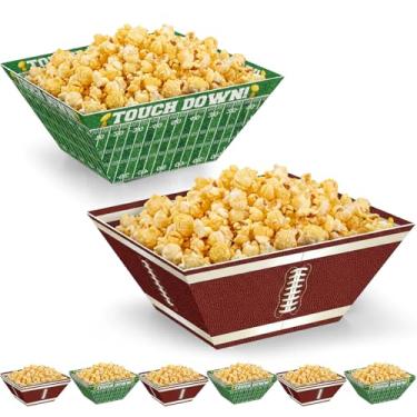 Imagem de Marspark 12 caixas de pipoca de futebol, tigelas de papel descartáveis, recipientes de bandeja de pipoca, suprimentos de festa de futebol para decoração de aniversário de jogos esportivos