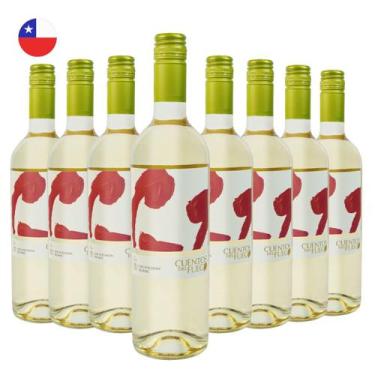 Imagem de Kit com 8 Vinhos Chilenos Tinto Seco Sauvignon Blanc 750ml Cuentos del