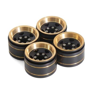 Imagem de Peças de carro RC compatíveis com TRX4M para SCX24 para AX24 1/18 1/24 RC Crawler Car Upgrade Parts Accessories 4pcs 2.5 cm Brass Beadlock Roda Hub Roda Aro