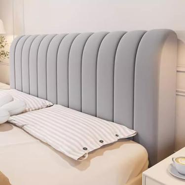 Imagem de Capa de cabeceira espessa, capa de cabeceira de cama 360° em toda a volta, material de algodão PP espesso acolchoado para cama queen cal, tamanho king, capa protetora à prova de poeira - cinza||cabeça