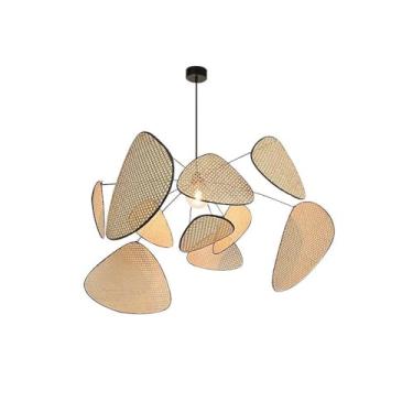 Imagem de Lustre de vime moderno com luminária pendente para sala de jantar, sala de estar, cozinha e hotel BD408 E27 Máx. 40W (D100cm)