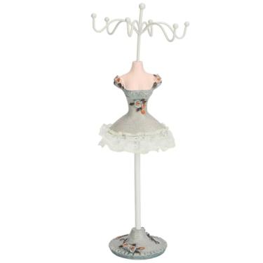 Imagem de Cuofyunl brincos colar vestido de princesa suporte display manequim de ferro princesa rack de joias pinho verde (3)