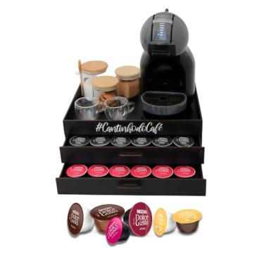 Imagem de Porta Cápsulas de Café 48 Cápsulas com Duas Gavetas – Cantinho Do Café Organizador Moderno para Bancada, Compatível com Dolce Gusto, Organização e Decoração.