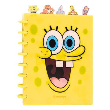 Imagem de Zonacriativa - Caderno de Anotações Bob Esponja 21x16cm | 6 Divisórias e 72 folhas Offset para organização flexível de suas aulas e projetos