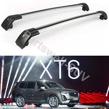 Imagem de YiXi-Partswell 2 peças de rack de teto travável barras transversais bagageiro alumínio adequado para Cadillac XT6 2019+ - Prata