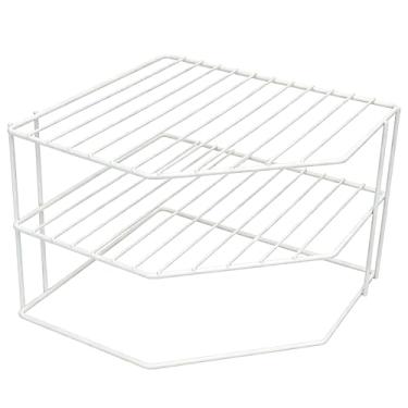 Imagem de SIBAO Prateleira de canto de cozinha de 3 níveis e organizador de armário para pratos e copos, prateleira de cozinha de arame de metal, estrutura de metal de aço, resistente à ferrugem, 23 x 23 x 19