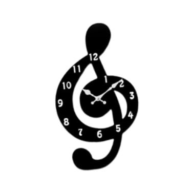 Imagem de FLCPJGV Relógio de Parede com Nota Musical, Mecanismo Silencioso, Numerais Arábicos, Design Criativo em Acrílico, Ideal para Sala de Piano, Sala de Estar, Esc, L