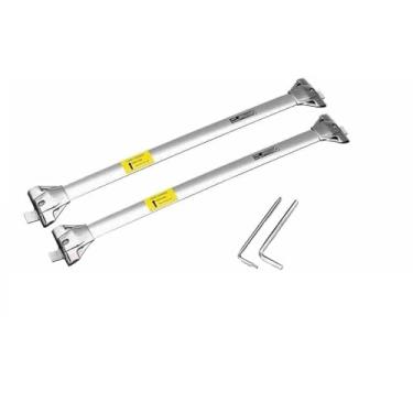 Imagem de YiXi-Partswell 2 peças de rack de teto barras transversais bagageiro de aço inoxidável adequado para Land Cruiser LC200 2008-2020 - prata