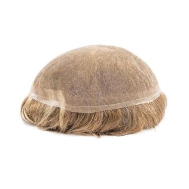 Imagem de Aplique de testa Prótese de cabelo destacada unidade sistema substituição humano respirável base completa renda masculina