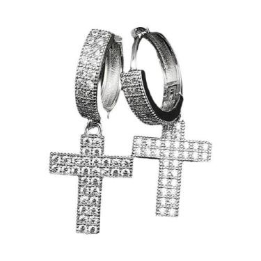 Imagem de Brincos De Prata Em Forma De Cruz Para Mulheres, Estilosos E Versáteis