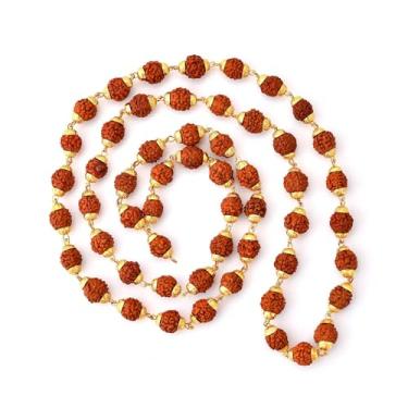 Imagem de LoveNspire Certificado Rudraksha Mala 5 Faces (panchmukhi) Grânulos Genuínos Autênticos Rudraksh Rosário Japa Mala Miçangas de Meditação Puja Oração Banhado a Ouro/Prata Mala para Homens Mulheres (1