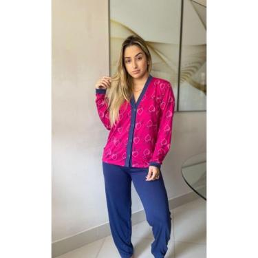 Imagem de Pijama De Frio Blogueirinha aberto com Botões, roupa para dormir inver