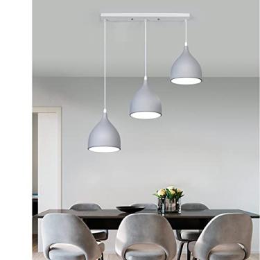 Imagem de Lustre industrial vintage estilo loft, luminária pendente de 3 vias com cúpula de alumínio, lustre de teto suspenso com 3 lâmpadas E27 para cozinha, sala de jantar, sala de estar, restaurant