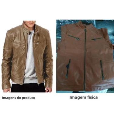 Imagem de Jaqueta De Couro Masculina Slim Fit Casual Estilo Motociclista 2024 Co