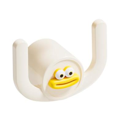 Imagem de Gancho de armazenamento – Adorável gancho de chinelos de desenho animado para banheiro, rack de chinelo perfeito e organizador de armazenamento de chuveiro para família, branco