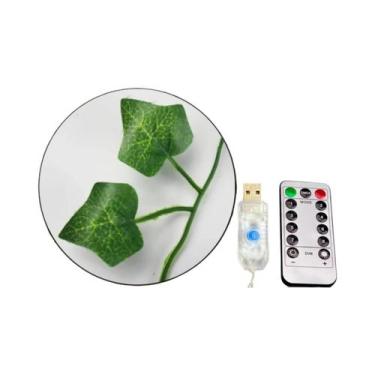 Imagem de Luzes De Cortina Folha De Bordo USB, Folhas Verdes Artificiais De Hera