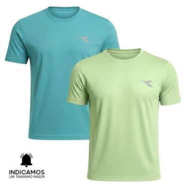 Imagem de Kit 2 Camisetas Diadora Small Logo Masculina - Azul Turquesa e Verde C