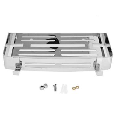 Imagem de Prateleira de banheiro montada na parede de aço inoxidável, cesta de armazenamento de shampoo, organizador para banheiro, cozinha, design moderno e simples, aço inoxidável 304,