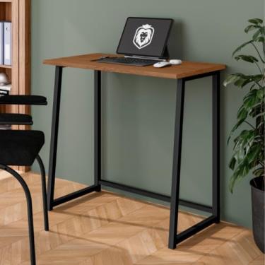 Imagem de Escrivaninha Fit Dobrável Mesa Portátil Canela em Aço e MDF Antiderrapante
