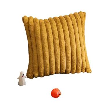 Imagem de Capa De Almofada Verde De Natal Em Pelúcia Com Listras De Pelo Sintéti