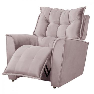 Imagem de Poltrona Da Mamãe Para Sala Reclinavel Carinho Veludo Rosê Rose