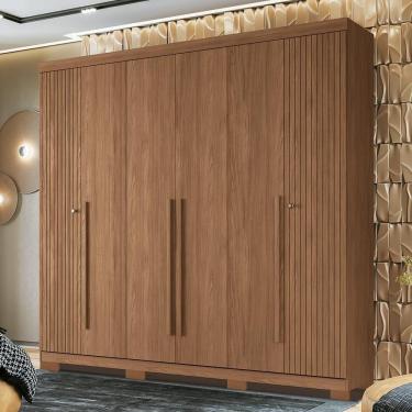 Imagem de Guarda Roupa Casal Buriti Ripado 6 Portas Jatobá Com Pés - Santos Andirá Jatobá
