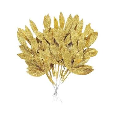 Imagem de Folhas De Árvore De Natal Artificiais Com Glitter De 34cm, 5 Peças, De