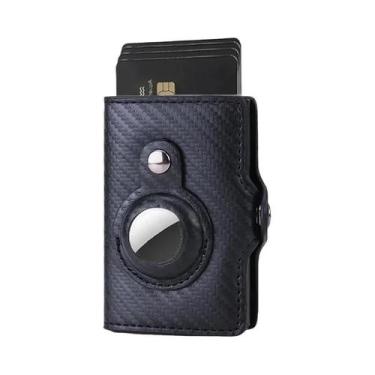 Imagem de Carteira Unissex De Fibra De Carbono RFID Fina De Couro Para Apple Air