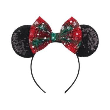 Imagem de Tiara De Lantejoulas Com Orelhas Do Mickey Para Meninas, Laço De Natal