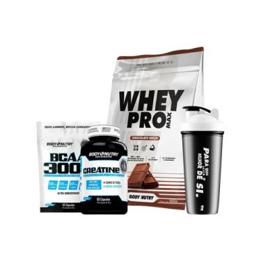 Imagem de Kit Body Nutry Whey Pro Max 900g Chocolate Morango ou Baunilha Creatin