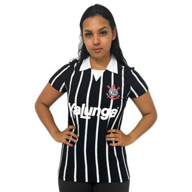Imagem de Camisa Corinthians Retrô Kalunga 1990 - Feminina - Coimbra, G, Preto