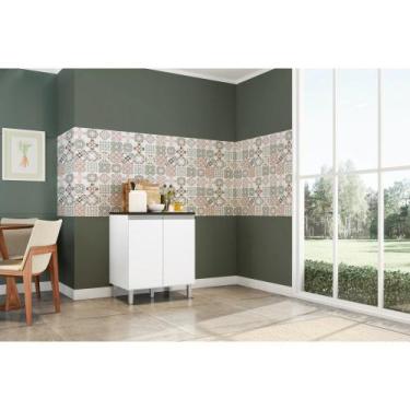 Imagem de Balcão para Cozinha Evidence 2 Portas 80 cm Poliman, Branco