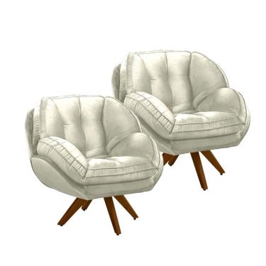 Imagem de Kit 2 Poltronas Evora Base Giratoria Movellu Home