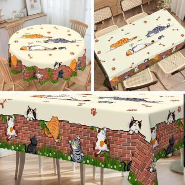 Imagem de Toalha De Mesa Com Estampa De Patinha De Gato Para Decoração De Cozinh