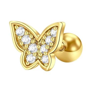 Imagem de Conjunto De Brincos De Cartilagem Dourados 16G Em Aço Inoxidável Com Z