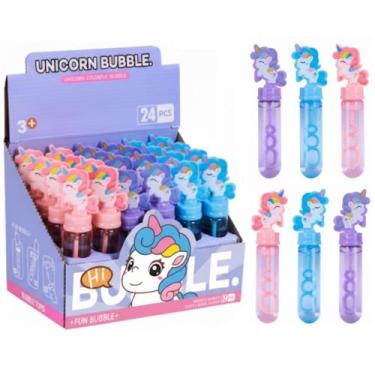 Imagem de 24 Bolhas Tubos de Sabão Unicórnio Brinquedo Sacola Surpresa Lembrança